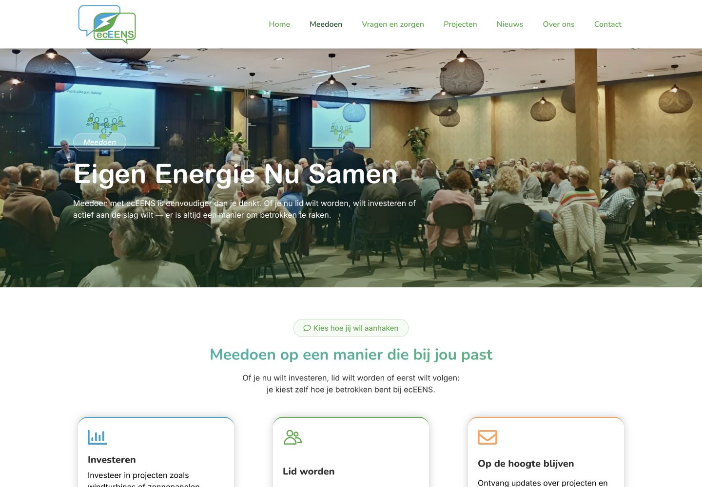 Screenshot van de meedoen pagina van EC EEns