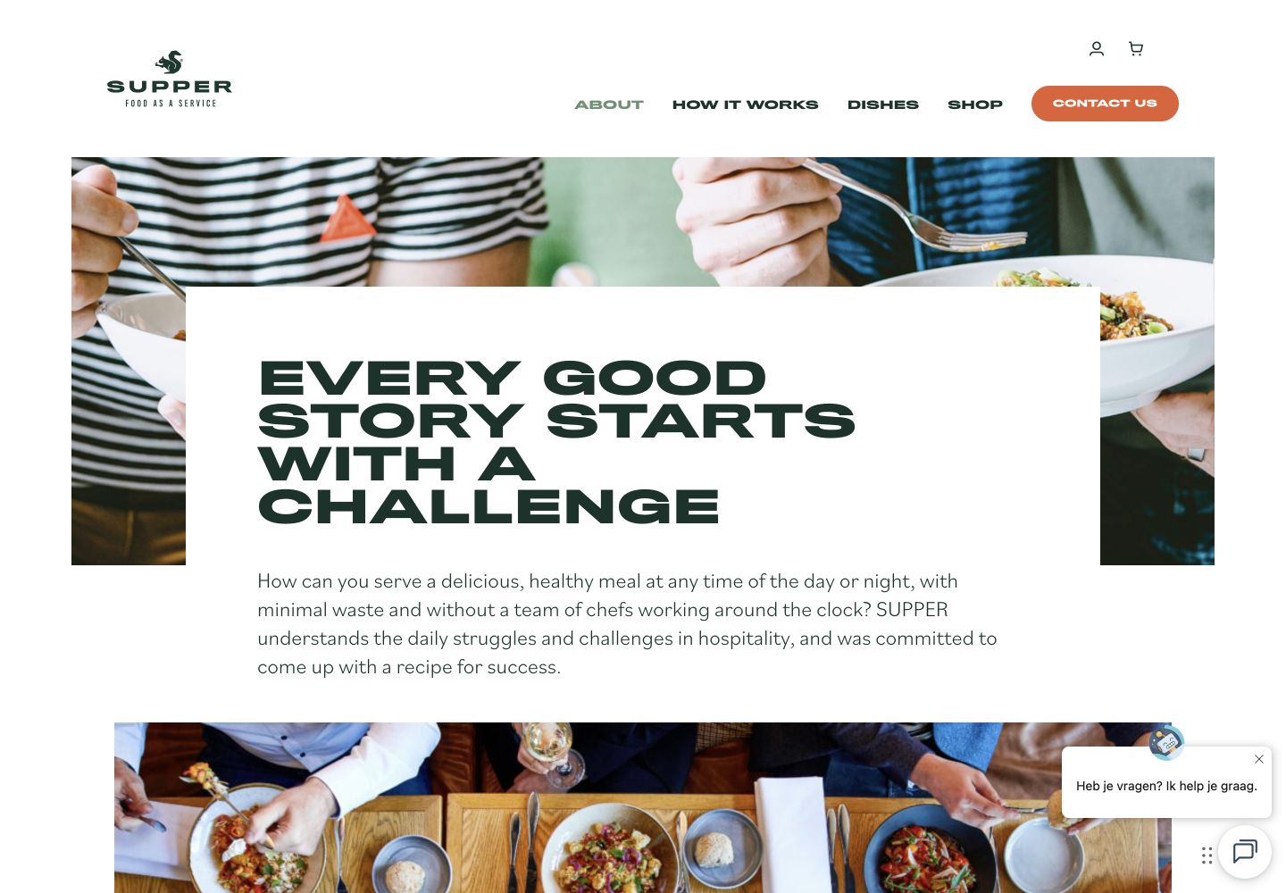Screenshot van webshop voor Supper Services, pagina over het bedrijf